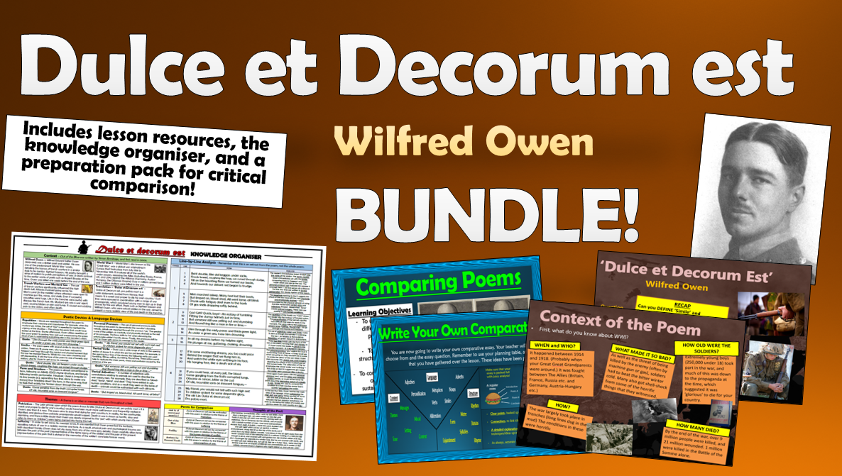 Dulce Et Decorum Est Wilfred Owen Bundle Teaching Resources