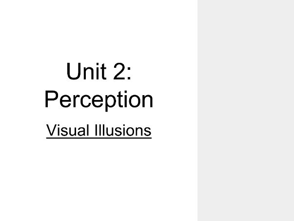 Psychology Perception Lesson 3 - Visual Illusions