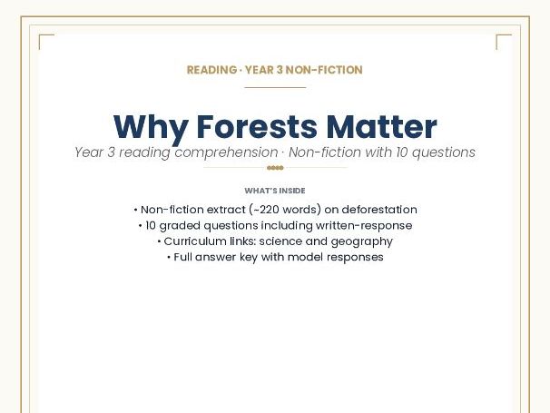 READING · YEAR 3 NON-FICTION Why Forests Matter