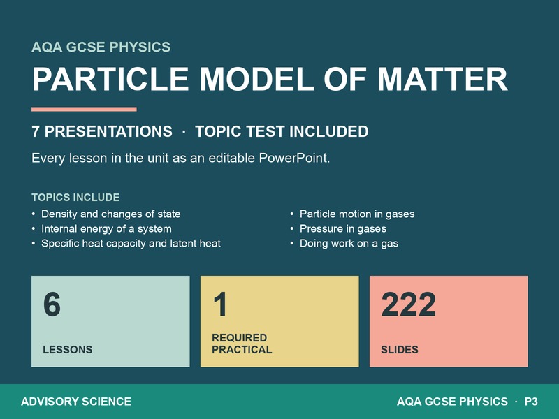 AQA GCSE Physics P3 Particle Model of Matter | 7 Lesson Presentations and Topic Test