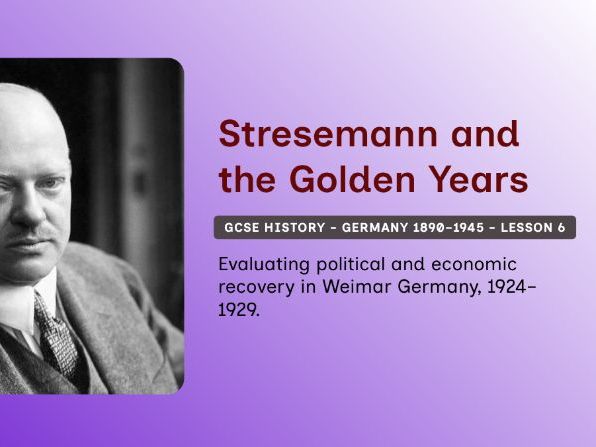 GCSE History - Germany 1890–1945 Lesson 6: Stresemann, Recovery and International Stability