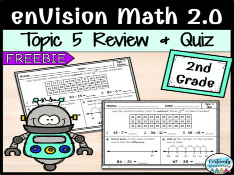 FREE enVision Math 2.0 | 2nd Grade Topic 5: Review and Quiz