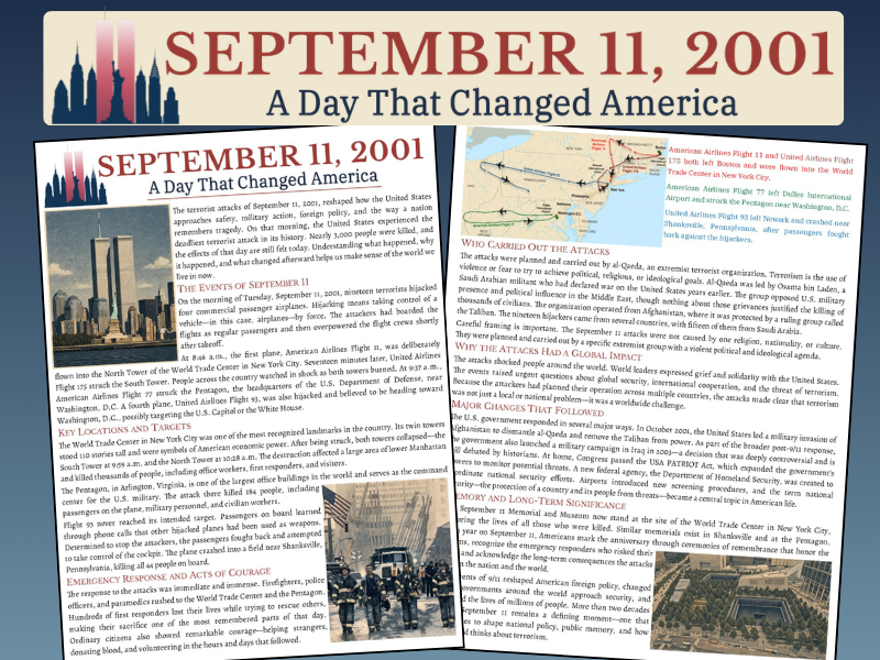 September 11, 2001 | Reading Activities