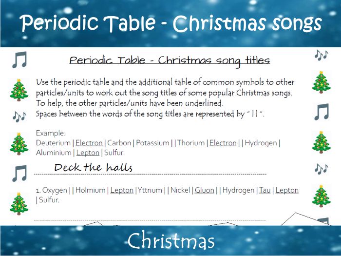 Periodic Table | Coded Christmas Song Titles KS3–KS4