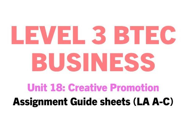 Unit 18: Creative Promotion **ASSIGNMENT GUIDE HELPSHEETS**