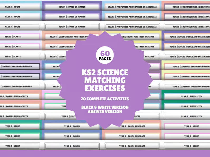 The Complete KS2 Science Vocabulary Matching Master Bundle: Years 3 to 6