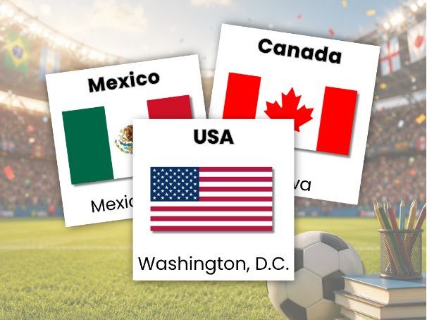 World Cup Countries, Flags & Capitals Display Cards