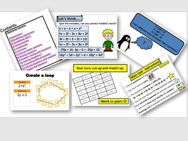 KS3 Algebra fully planned sequence of lessons (13 in total)