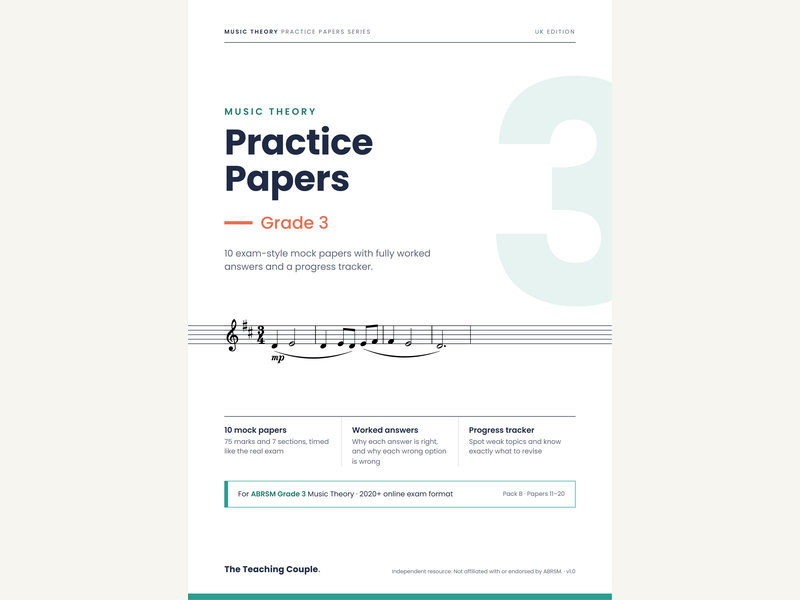 Grade 3 Music Theory Practice Papers – for ABRSM – Pack B (10 Mock Papers)