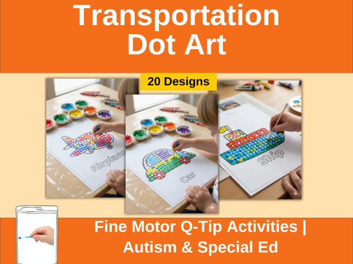 Transportation Dot Art Fine Motor Activities