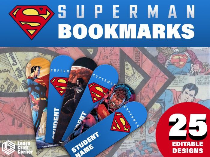 Superman Bookmarks – 25 Editable PowerPoint Bookmarks | Reading Rewards
