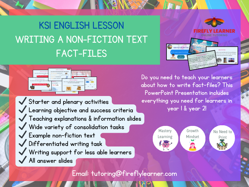 Non-fiction writing - Fact Files Lesson for KS1 (Years 1 & 2) PPT & activities!