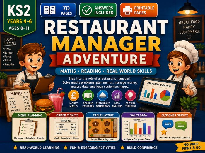 Restaurant Manager Maths Activities | Money, Data & Problem Solving | KS2