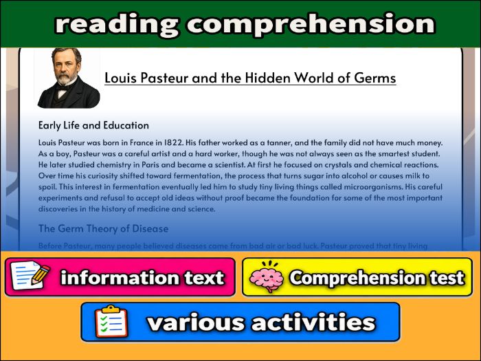 Louis Pasteur and the Hidden World of Germs- Reading Comprehension, Worksheet & Activities