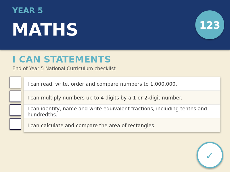 Year 5 Maths I Can Statements | End of Year National Curriculum Checklist