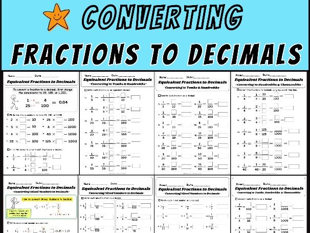 Converting Decimals and Fractions | Year 5-6 Maths, KS2 Worksheets