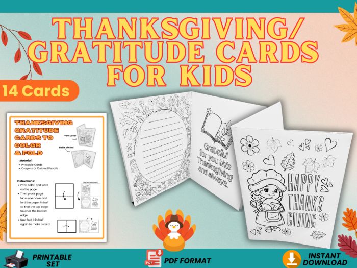 Thanksgiving Gratitude Coloring Cards for Kids | Writing, Coloring & Foldable Thank You Cards