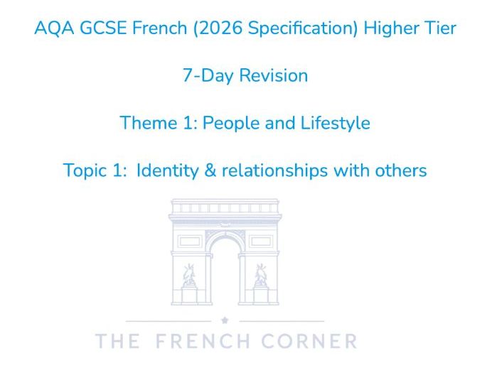 FREE 2026 AQA GCSE French Higher – 7-Day Revision Booklet 1.1  Identity & relationships with others
