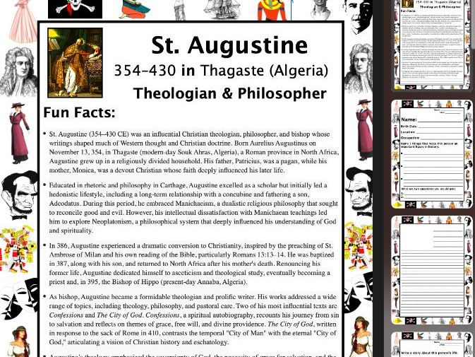 St. Augustine PACKET & ACTIVITIES, Important Historical Figures Series