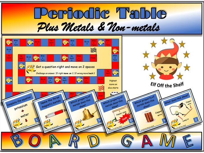 Periodic Table of Elements and Properties of Metals and Non - metals Board Game KS3