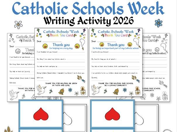 Catholic Schools Week Writing Activity 2026 | Thank You Cards