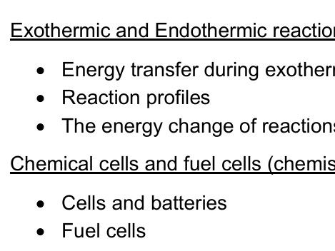 AQA GCSE Chemistry ONLY Topic 5 Energy changes mastery booklet revision booklet