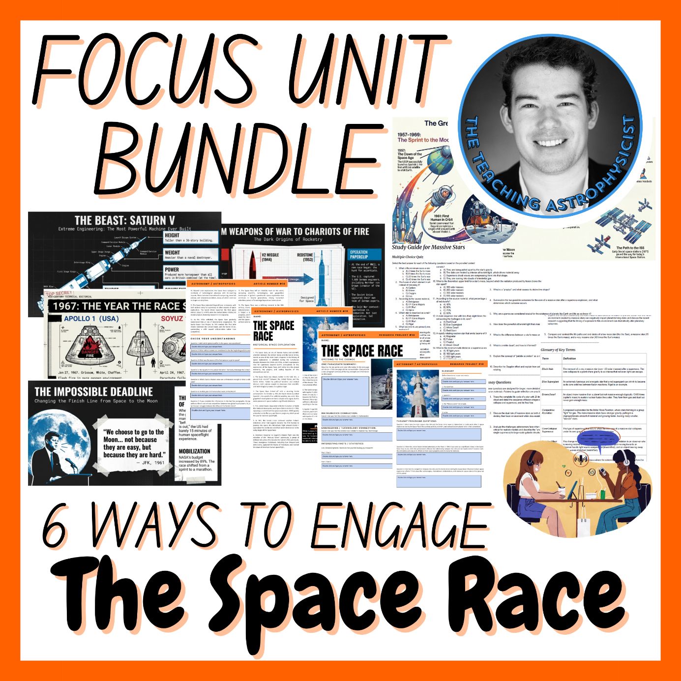 The Space Race | Focus Unit Bundle | 6 Resources inc. Quiz | Space Science Set