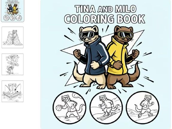 Tina and Milo Winter Olympic Mascot Coloring Pages – Italy 2026