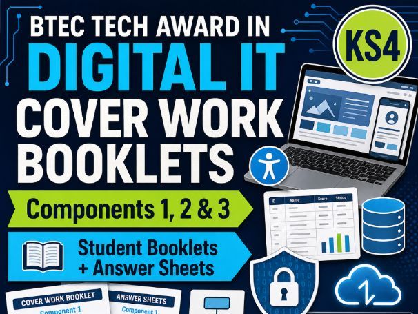 Pearson BTEC Tech Award in Digital Information Technology Cover Work Booklets & Answers