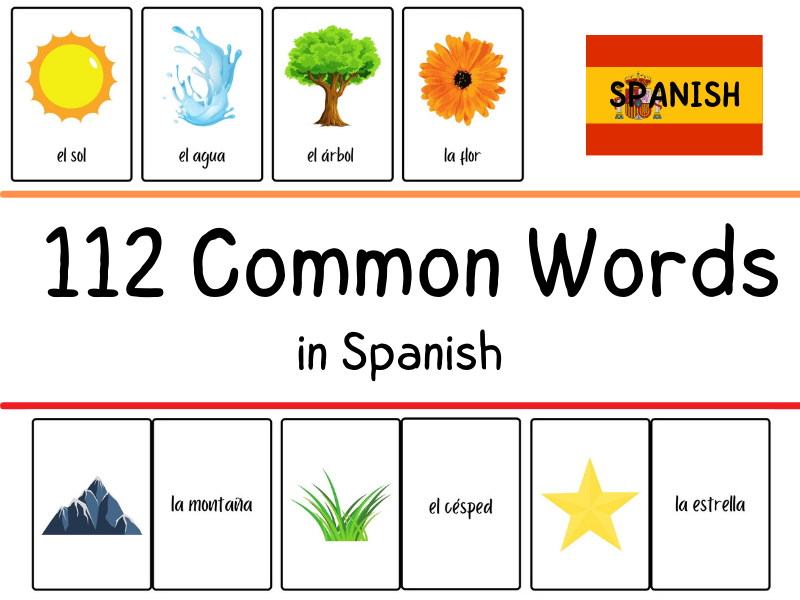 Spanish Flashcards - 112 Common Spanish Words - Spanish Vocabulary Practice