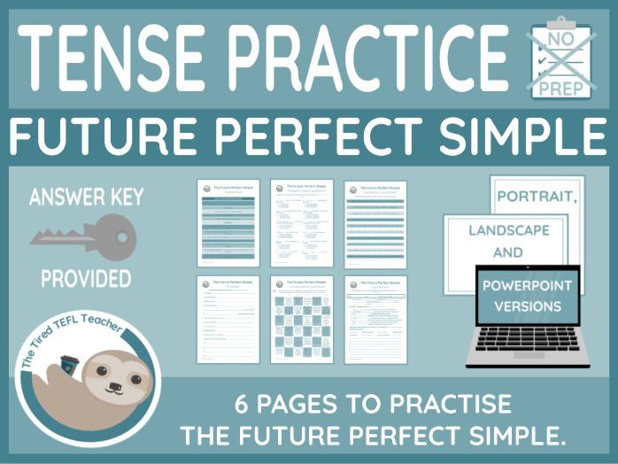 ESL The Future Perfect Simple Worksheets (PPT Version Included)