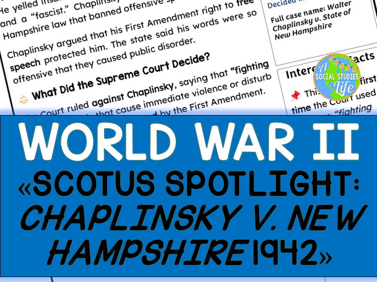 Chaplinsky v. New Hampshire 1942 SCOTUS Spotlight