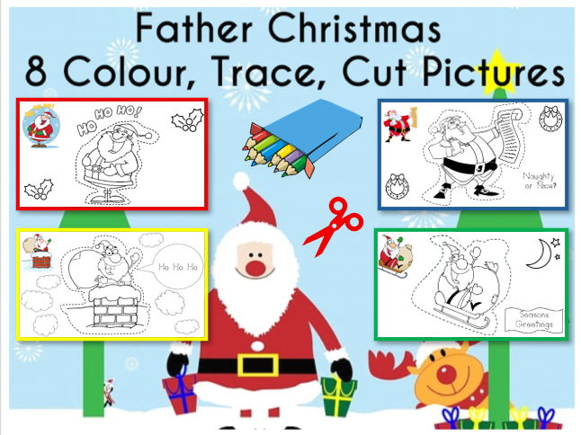 8 Father Christmas Pictures EYFS and KS1