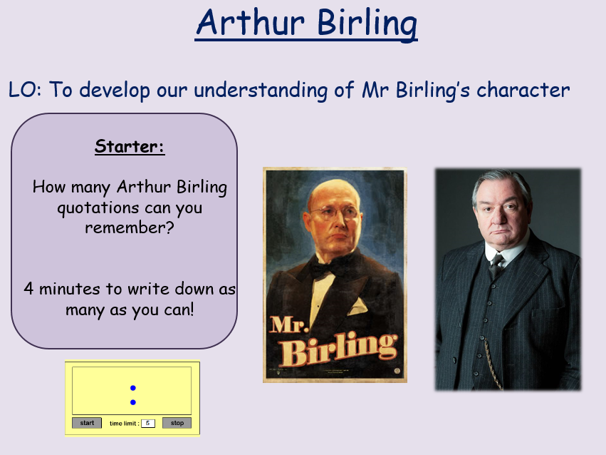 Arthur Birling Revision An Inspector Calls Teaching Resources