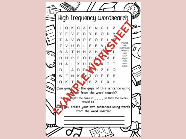 Year 2 High Frequency Words: Word Search Activity 3