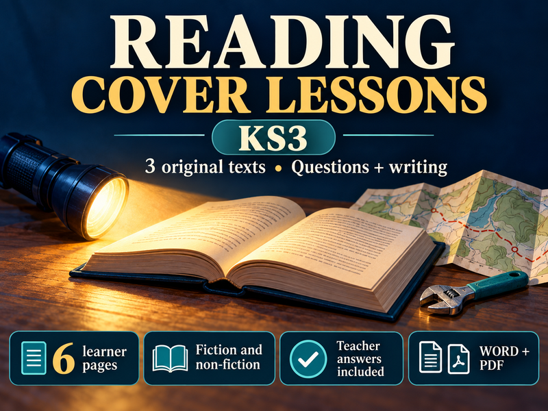 KS3 Reading Comprehension Cover Lessons – 3 Texts, Questions & Writing Tasks