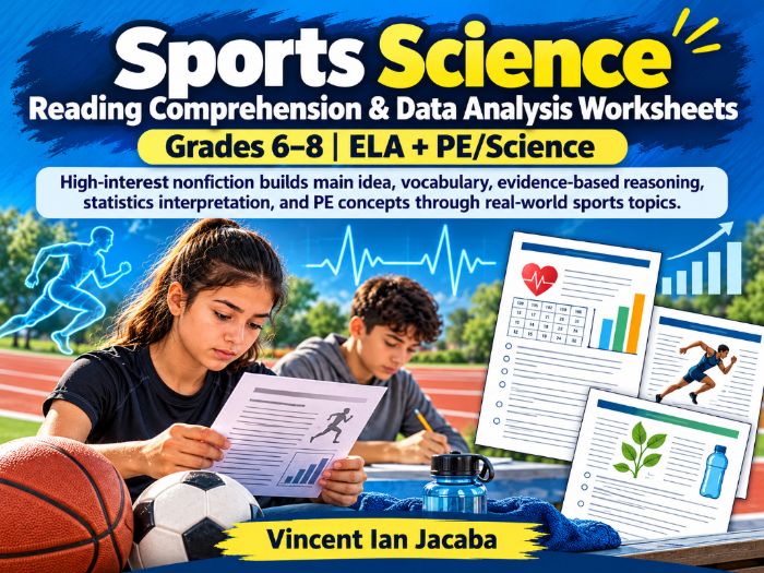 Sports Science Reading Comprehension & Data Analysis Worksheets | KS3 / Grades 6–8