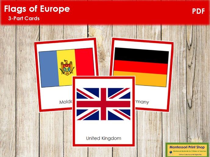 Flags of Europe (colorcoded) Montessori Geography Teaching Resources