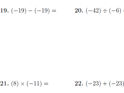Adding, subtracting, multiplying and dividing positive and negative ...