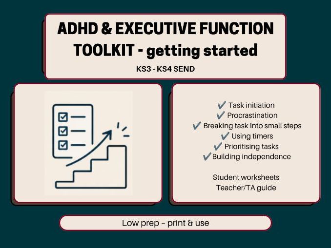ADHD Executive Function Toolkit | Task Initiation, Procrastination & Organisation | SEND