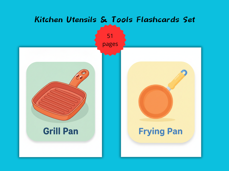 Kitchen Utensils & Tools Flashcards Set
