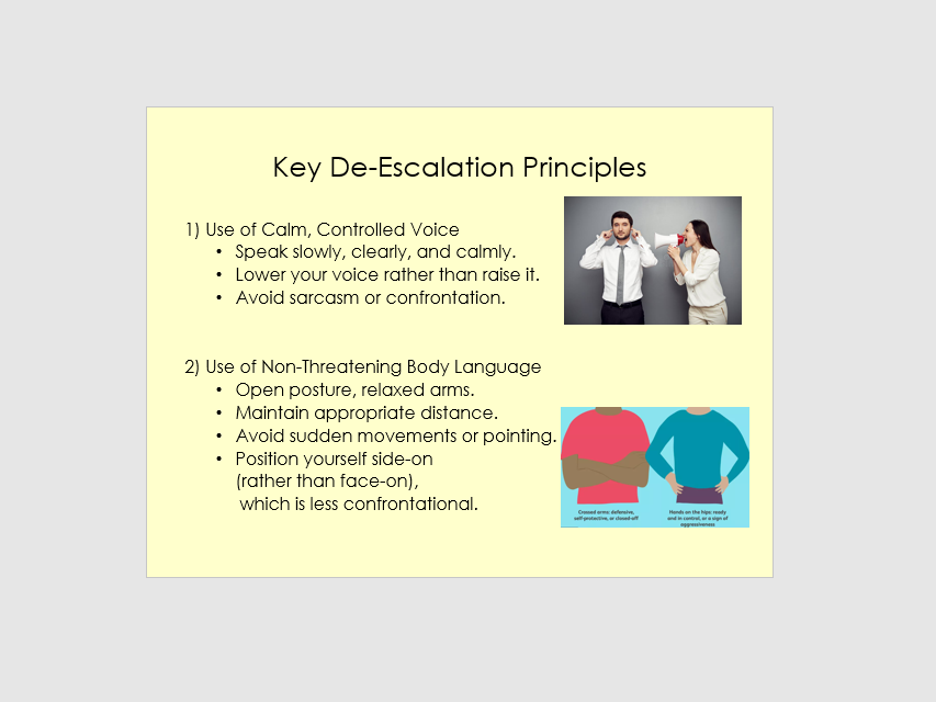 De-escalation strategies for school staff dealing with challenging behaviours - training/INSET PPT