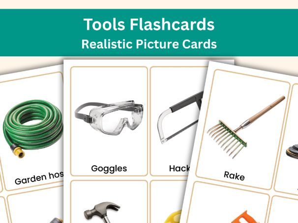 Tools Flashcards – 52 Realistic Printable Cards | Educational Learning for Kids Aged 5-8