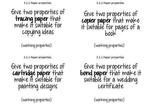 EDEXCEL DT Paper and Boards Flash Card Questions