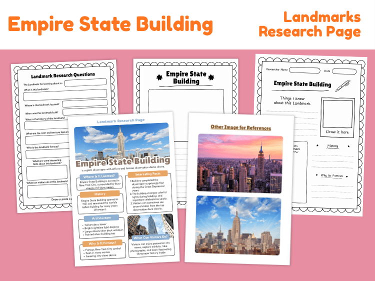 Empire State Building Landmark Research Project | New York Worksheets
