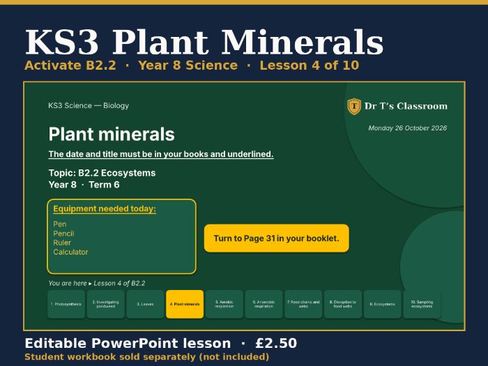 KS3 Activate B2.2 Ecosystems: Plant Minerals