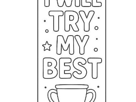 Growth Mindset Bookmark colouring template