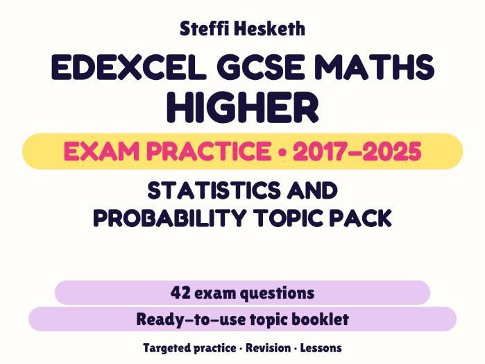 Edexcel GCSE Maths Higher: Statistics and probability topic pack Exam Questions | 2017-2025