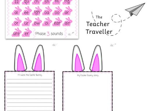 Easter Bunny Writing and Phonics Mats