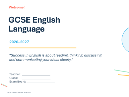 GCSE English Language 2026–2027: Full Course Introduction PPT – Reading, Writing, Structure, Speakin